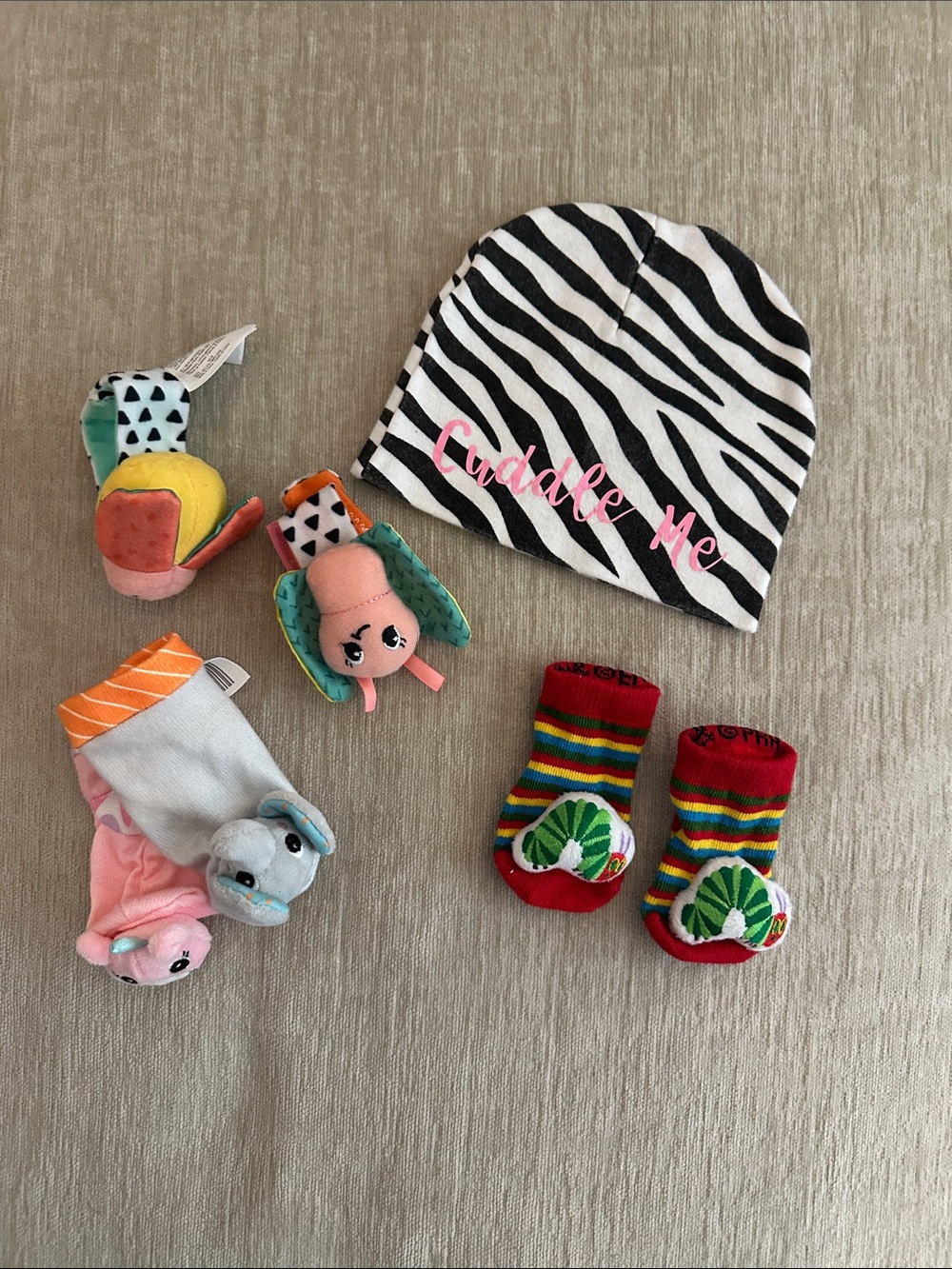 Infantino Zebra Stripe Hat with Pink Cuddle Me Script